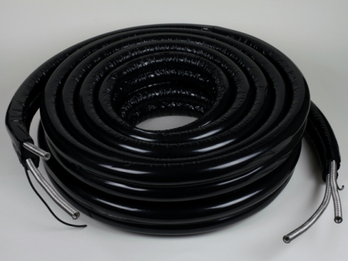 Труба гофр. нерж(SUS304) TWIN  DN20  в каучуковой изоляции с кабелем бухта 20 м